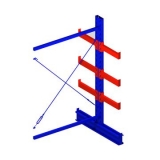 雙面懸臂副架，1500*1600*2500，400kg/層，4層，懸臂長700mm，含底座，