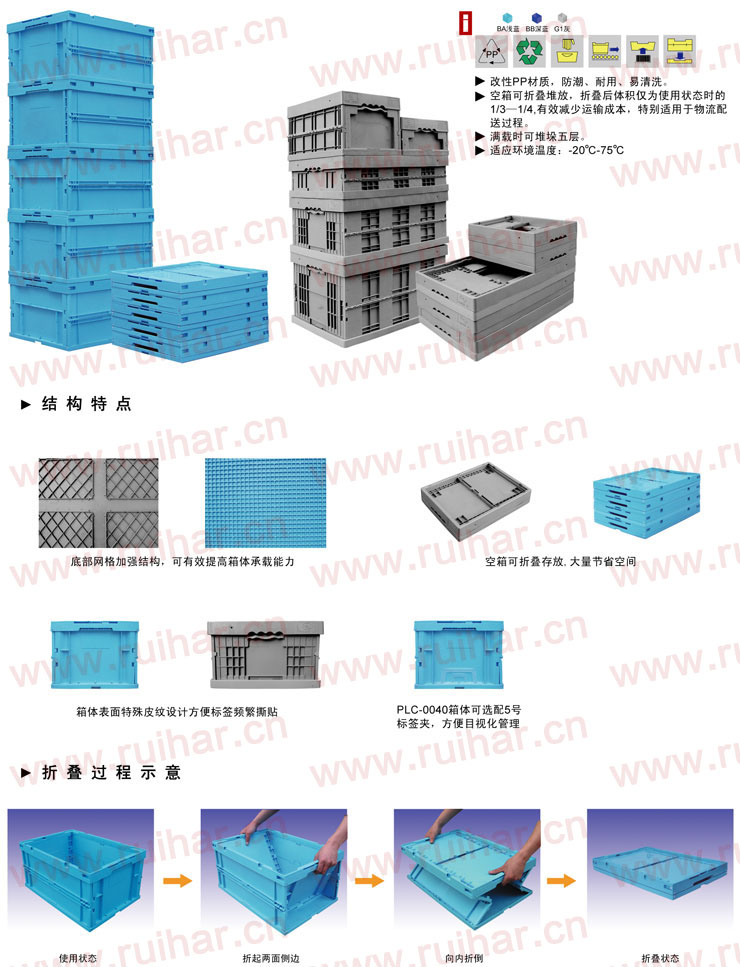 折疊式周轉(zhuǎn)箱,PLC-0050,530x366x325,02409
